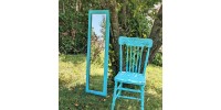 Miroir plein pied en bois turquoise